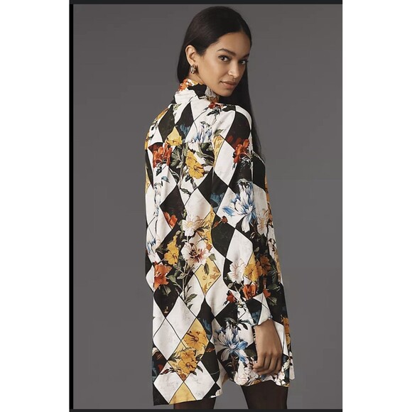 Anthropologie The Caroline Tie Neck Mini Dress By Maeve Sz XS Multi Color NWT - Picture 2 of 7